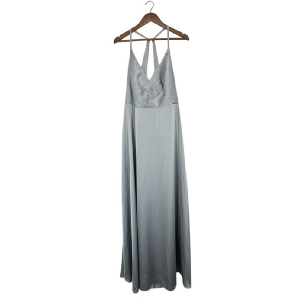 Azazie Size 16 NEW Davis Bridesmaid Dress Silver Pebble Formal Evening Gown